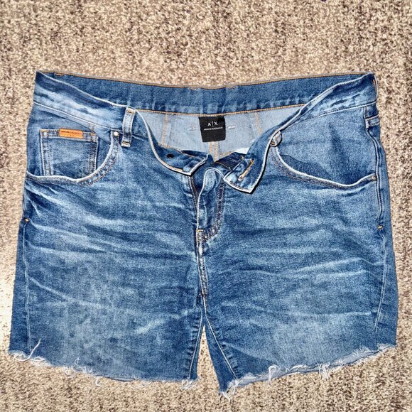 Armani Exchange Men's Blue Denim Jean Shorts Cutoff Size 32 - Picture 5 of 8